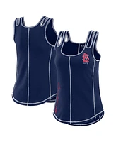 Wear by Erin Andrews Women's Navy Atlanta Braves Contrast Stitch Tank Top