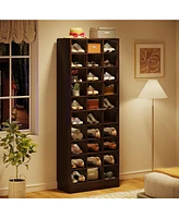 Tribesigns 10-Tier Shoe Storage Cabinet, Gray Wooden Shoe Rack with 30 Cubbies, Freestanding Tall Entryway Shoe Organizer for Closet, Entryway