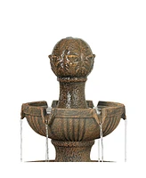 Ravenna Italian Outdoor Floor Bubbler Fountain and Waterfalls 43" High 3 Tiered Cascading for Garden Patio Backyard Deck Home Lawn Porch House Relaxat