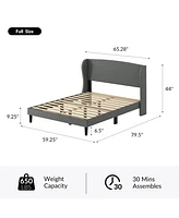 Hulala Home Gerald Modern Upholstered Wingback Platform Bed