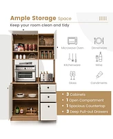 Costway 71'' Tall Kitchen Pantry Buffet Hutch Freestanding Storage Cabinet 4 Doors