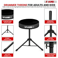 5 Core Drum Throne Padded Guitar Stool Height Adjustable Music Chair Ds 01 Vlvt Blk