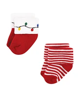 Hudson Baby Boys Cotton Rich Newborn and Terry Socks, 12 Days Of Christmas Falala, 0-6 Months