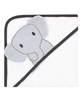 Hudson Baby Unisex Baby Cotton Rich Hooded Towels, Modern Elephant, One Size