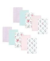 Hudson Baby Infant Girl Cotton Flannel Burp Cloths, Tea Party, One Size