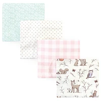Hudson Baby Infant Girl Cotton Flannel Receiving Blankets Bundle Set, Apple Orchard Pumpkin, One