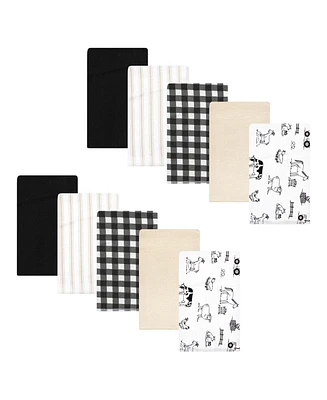 Hudson Baby Unisex Baby Cotton Flannel Burp Cloths, Neutral Farm, One Size