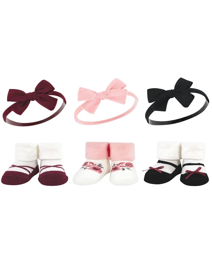 Hudson Baby Baby Girls Headband and Socks Giftset, Black