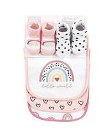 Hudson Baby Baby Girls Cotton Bib and Sock Set, Modern Rainbow, One