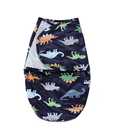 Hudson Baby Baby Boys Plush Faux Fur Swaddle Wrap, Dinosaurs, 0-3 Months