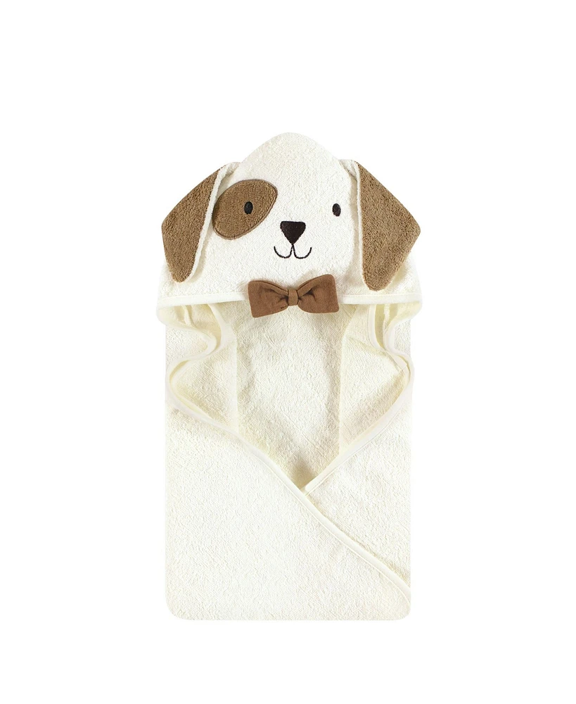 Hudson Baby Unisex Baby Cotton Animal Face Hooded Towel, Dog, One Size