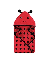 Hudson Baby Unisex Baby Cotton Animal Face Hooded Towel, Red Ladybug, One Size