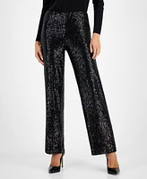 Anne Klein Women's Pull-On Sequinned Wide-Leg Pants