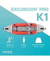 Intex Excursion Pro K1 Single Person Inflatable Vinyl Fishing Kayak w/ Oar/Pump