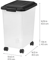 Iris Usa 30 Lbs / 33 Qt Airtight Dog Food Storage Container with Attachable Casters, 2 Pack, for Dog Cat Bird and Other Pet Food Storage Bin, Keep Fre