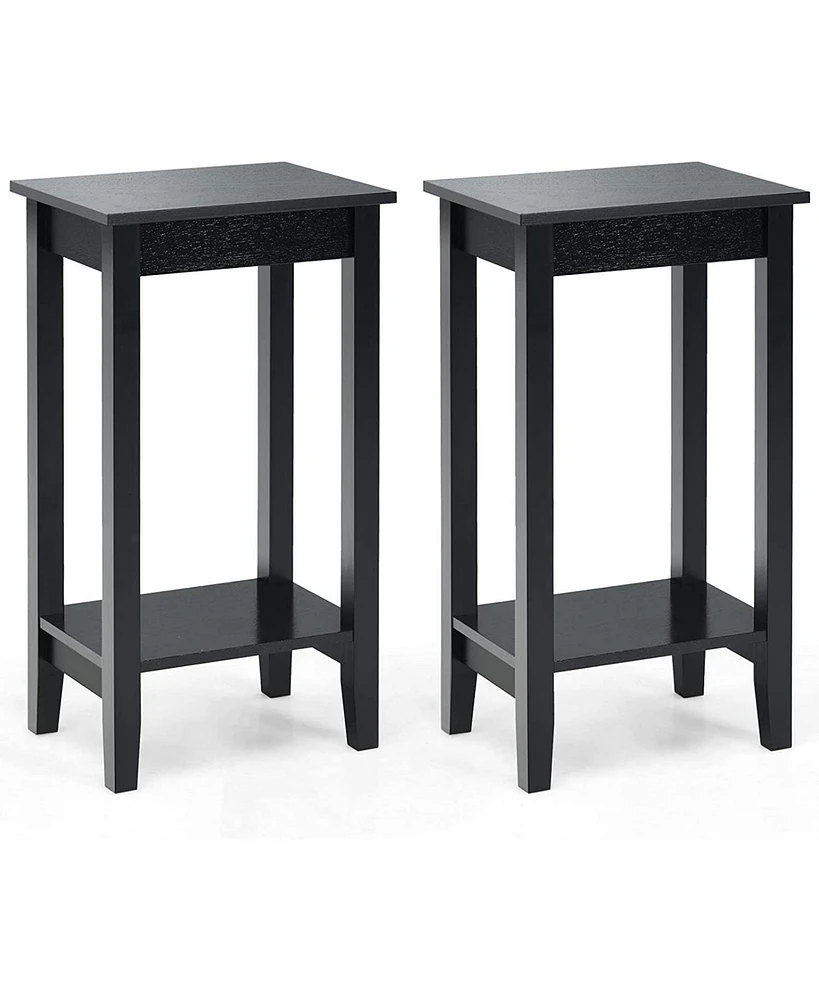 Slickblue Set of 2 Versatile 2-Tier End Table with Storage Shelf