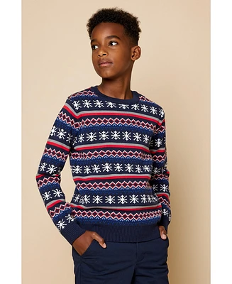 B by Brooks Brothers Big Boys Holiday Jacquard Sweater