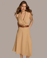 Donna Karan Women's Belted Sleeveless A-Line Dress