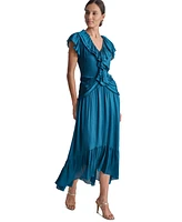 Dkny Women's Ruffled Crinkle-Textured Maxi Dress