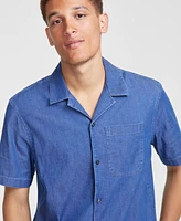 Michael Kors Men's Slim-Fit Stretch Garment Dyed Short-Sleeve Button-Down Shirt