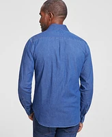 Michael Kors Men's Slim-Fit Double Pocket Chambray Long-Sleeve Button-Down Shirt