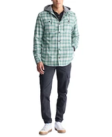 Men's Jakeim Long Sleeve Plaid Flannel Hooded Shirt-Jacket