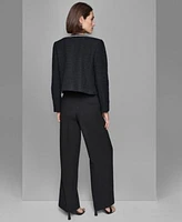 Karl Lagerfeld Paris Womens Contrast Trim Jacket Sleeveless Sweater Top Wide Leg Pants