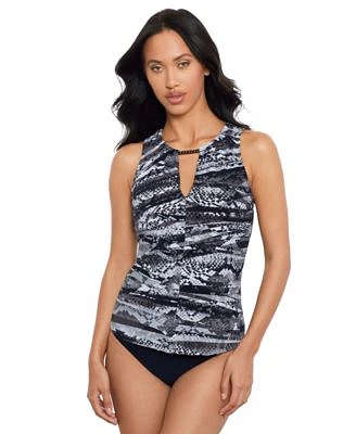 Magicsuit Womens Zaatar Chanae Printed Keyhole Tankini Top Shirred Bikini Bottoms