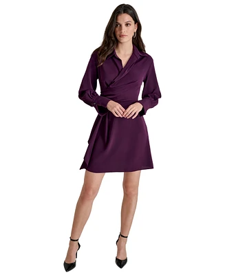 Dkny Women's Faux-Wrap Collared Mini Dress