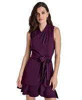 Dkny Women's Drape-Neck Sleeveless Tie-Waist Dress