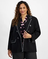 Anne Klein Plus Size Framed Faux Double-Breasted Jacket