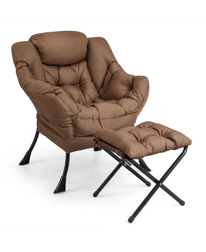 Slickblue Modern Accent Sofa Chair with Folding Footrest and Side Pocket