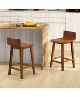 Slickblue Wood Bar Stools Set of 2 with Solid Back and Seat