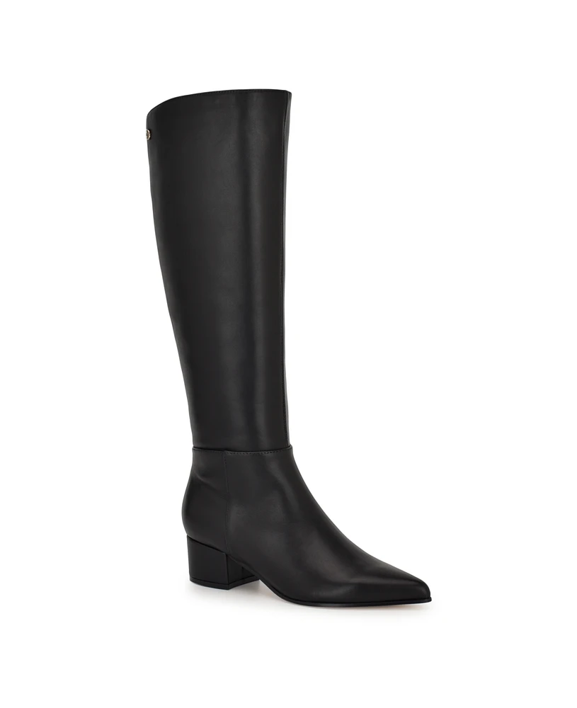 Nine West Women's Morgin Pointy Toe Block Heel Knee High Dress Boots