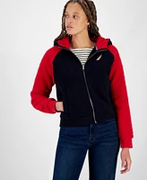 Nautica Jeans Women's Colorblocked Zip-Up Sherpa Jacket