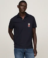 Tommy Hilfiger Men's Short Sleeve Textured Vertical Flag Polo Shirt