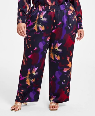 Nina Parker Trendy Plus Satin Wide-Leg Pants