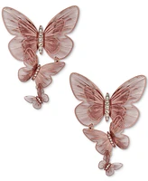 lonna & lilly Gold-Tone Pave Openwork Butterfly Linear Drop Earrings