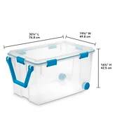 Sterilite 120 Qt Wheeled Gasket Box Stackable Storage Bin with Latch Lid, 3 Pack