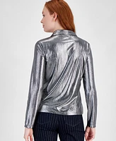 Tommy Hilfiger Women's Metallic Long-Sleeve Button-Up Shirt