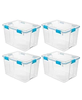 Sterilite 80 Quart Gasket Box, Stackable Storage Bin with Latching Lid, 4 Pack