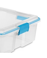 Sterilite 37 Qt Clear Plastic Home Storage Tote Bin with Secure Lids, (4 Pack)