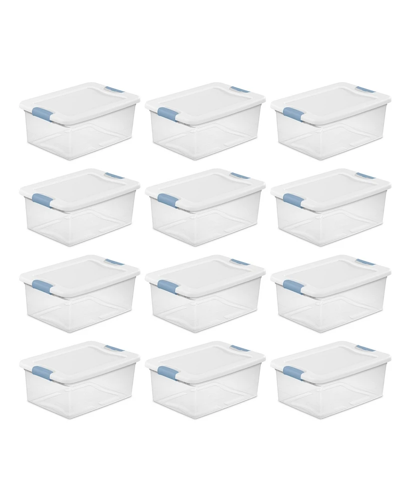 Sterilite 15 Quart Latching Storage Box, Stackable Bin with Latch Lid, 12 Pack