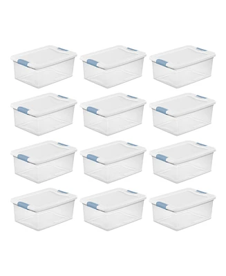 Sterilite 15 Quart Latching Storage Box, Stackable Bin with Latch Lid, 12 Pack