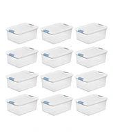 Sterilite 15 Quart Latching Storage Box, Stackable Bin with Latch Lid, 12 Pack