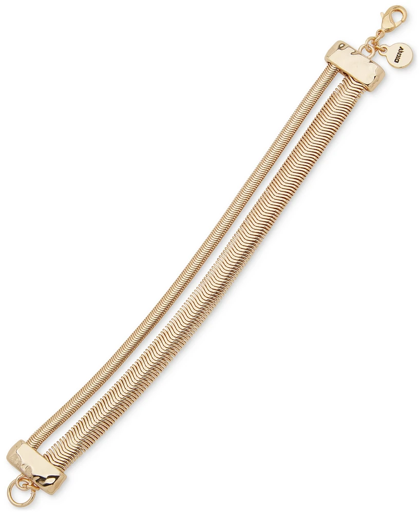 Dkny Gold-Tone Polished Double Snake Chain Flex Bracelet