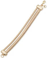 Dkny Gold-Tone Polished Double Snake Chain Flex Bracelet