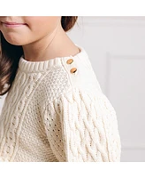 Hope & Henry Girls Long Sleeve Cable Knit Fisherman Sweater