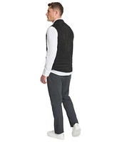 Kenneth Cole Mens Reversible Vest Slim Tech Pants Slim Plain White Performance Long Sleeve Button Down Shirt