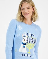 Holiday Lane Women's Happy Llamakah Sweater, Created for Macy's